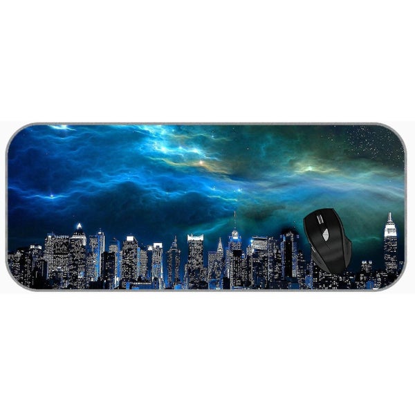 750X300X3 XXL Gaming Large Mouse Pad City, Night Sky, Clouds Stitched Edges Th Carousel 1