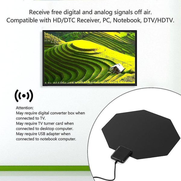 Long Range Amplified Uhf Digital Analog Home Flat Indoor Tv Hdtv Aerial Carousel 2