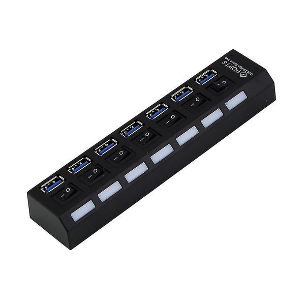 7 Ports Abs Usb 3.0 Hub With On/off Switch Ac Power Adapter +cable Carousel 1