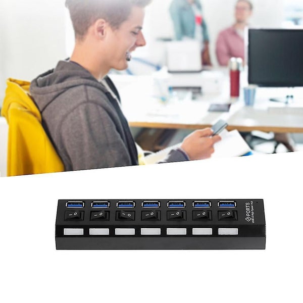 7 Ports Abs Usb 3.0 Hub With On/off Switch Ac Power Adapter +cable Carousel 2
