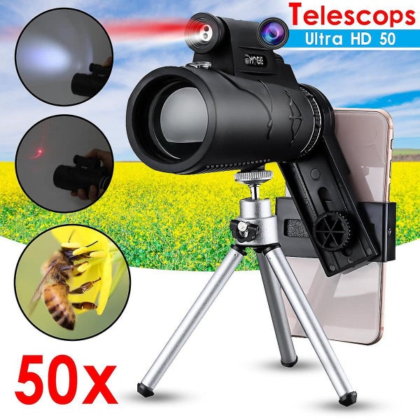 12*50 Outdoor Hiking Camping HD Optics Tripod Monocular Telescope Bird Watching Carousel 2