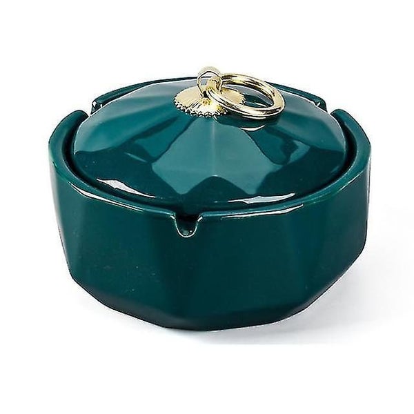 Ceramics Moden Windproof Ashtray With Lid For Tabletop Decor Smokeless Carousel 1