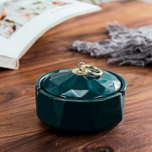Ceramics Moden Windproof Ashtray With Lid For Tabletop Decor Smokeless Carousel 2