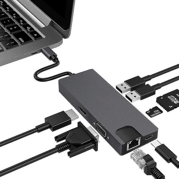 8-in-1 Docking Station Type-c To Hdmi+vag Gigabit Rj45+usb3.0hub Split Line Card Carousel 1