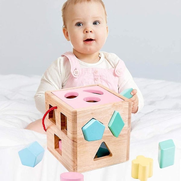 Shape Color Sorter Toddler Toy - Wooden Toddler Toy Color Recognition Shape Sort Carousel 2