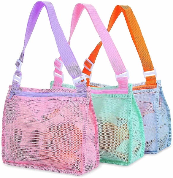 Beach Toy Mesh Beach Bag Kids Shell Collecting Bag Beach Sand Toy Totes For Hold Carousel 1