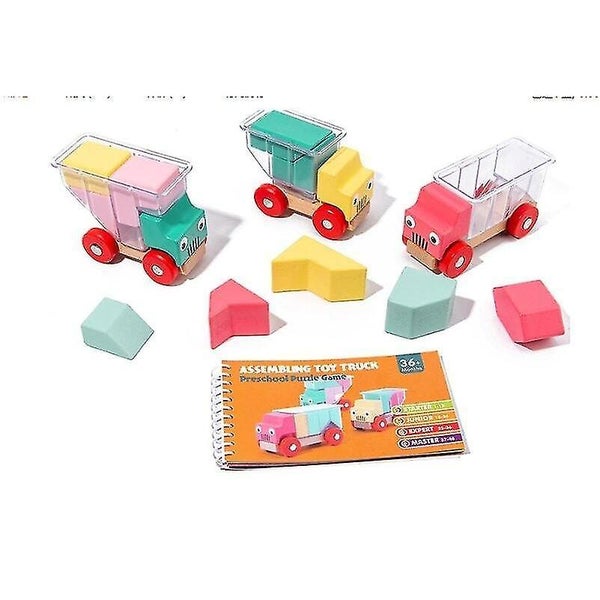 Children Wooden Variety Truck Puzzled Magic Cube Building Blocks Montessori Educ Carousel 1