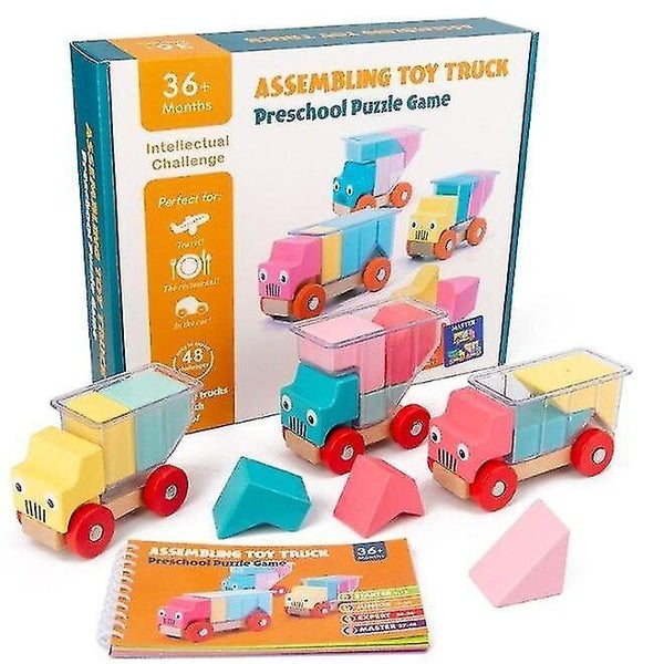 Children Wooden Variety Truck Puzzled Magic Cube Building Blocks Montessori Educ Carousel 5