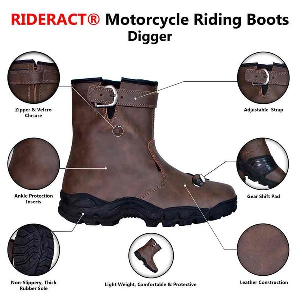 RIDERACT Motorcycle Riding Boots Digger Shoes Motorbike Touring Gear Carousel 8