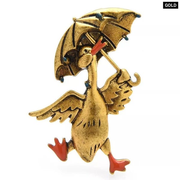 Vintage Duck Brooch Happy Duck Animal Pin 2 Colour Carousel 1