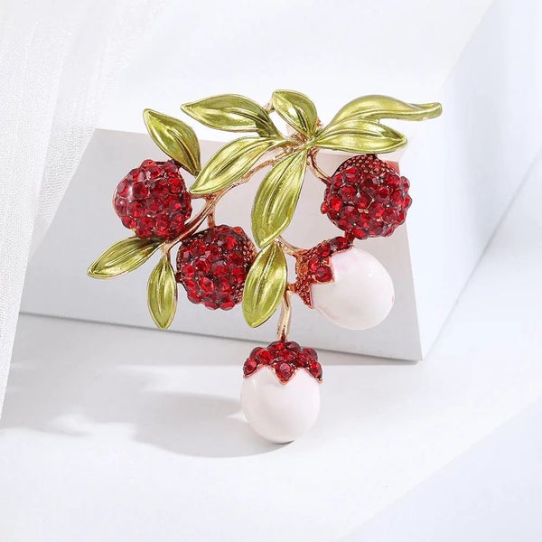 Vintage Enamel Litchi Brooch Luxury Jewelry Accessory Carousel 6