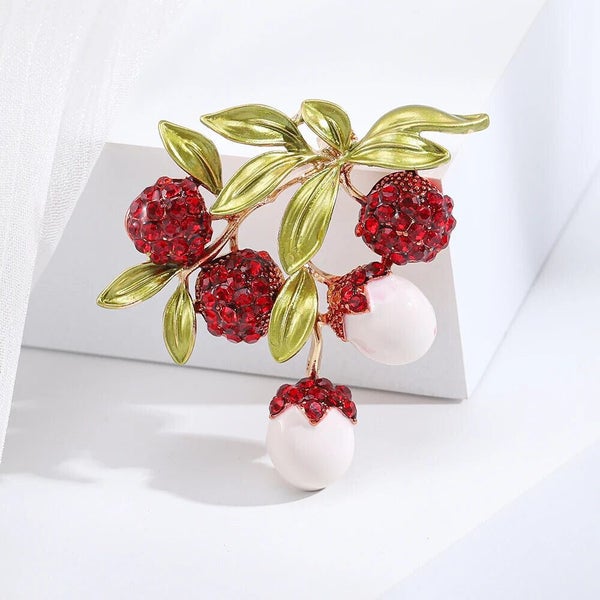 Vintage Enamel Litchi Brooch Luxury Jewelry Accessory Carousel 1