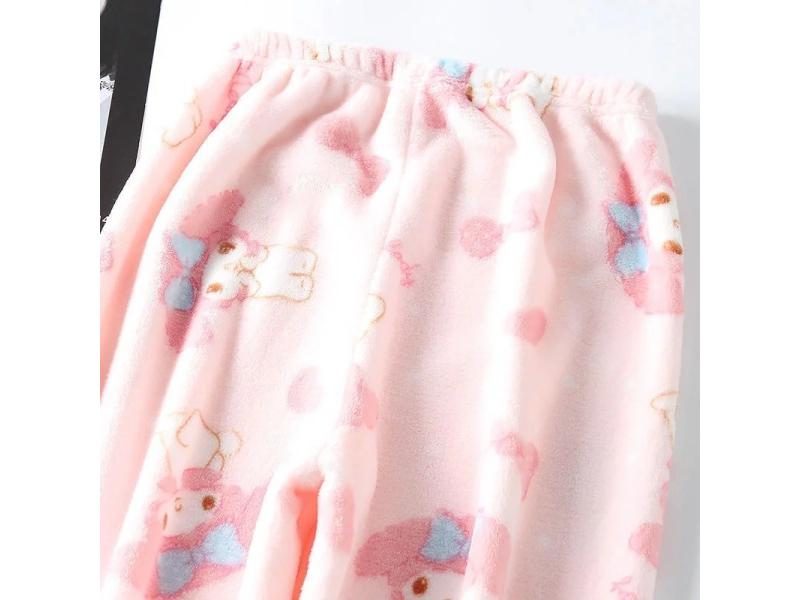 Sanrio My Melody Fluffy Pajamas Pj Pants Y2k Kawaii Cartoon Casual Cute Pink Carousel 1