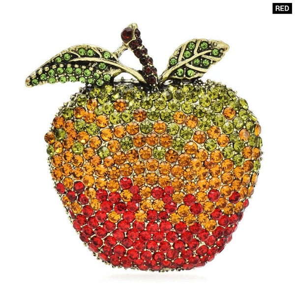 Apple Brooch Pin 2 Colour Rhinestone Fruit Accessory Carousel 1