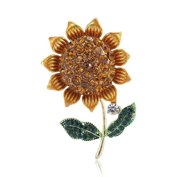 Sunflower Brooch Rhinestone Lapel Pin For Womens Clothing Carousel 2
