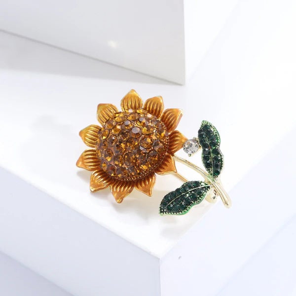Sunflower Brooch Rhinestone Lapel Pin For Womens Clothing Carousel 7