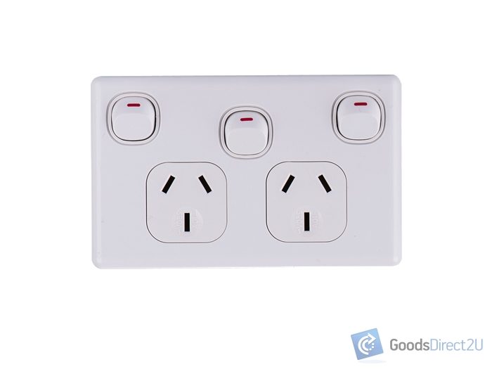 Power Point - Double - Horizontal - Ext Sw - 10 Amp (JAJ Ultra Thin Slimline) Carousel 1