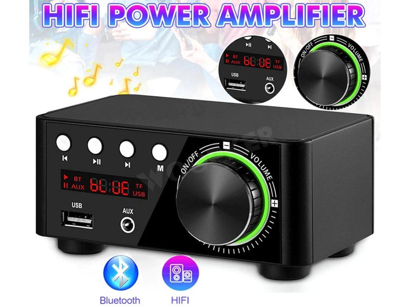 Bluetooth 2 Channel Mini HIFI Power Amplifier Audio Stereo Amp Home Car FM Carousel 1