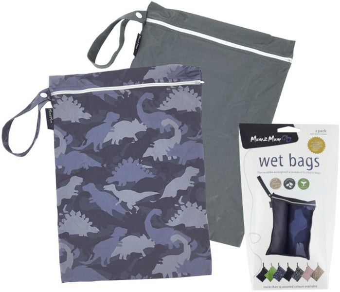 Mum 2 Mum: Wet Bag - Blue Dino / Grey (2 Pack) Carousel 1