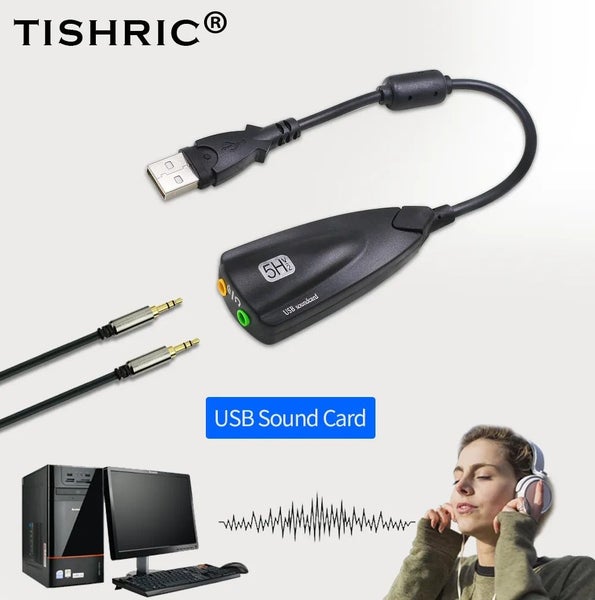 TISHRIC 7.1 USB External Sound Card With 3.5mm Adapter For Laptop PC Carousel 2