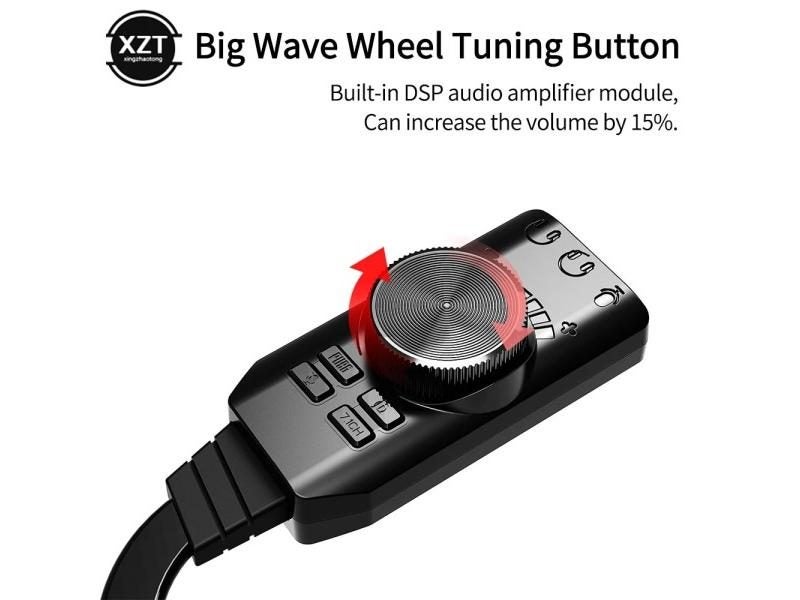 7.1 Channel Sound Card USB Audio Interface Headphone Adapter Soundcard Carousel 1