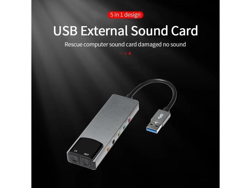 6 In 1 USB External Optical Sound Card For Notebook Audio Converter Carousel 1