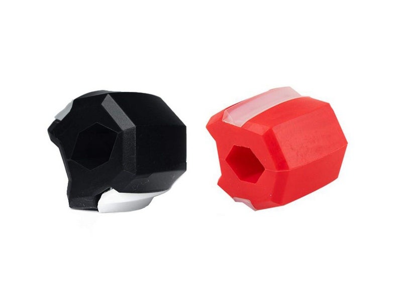 2Pcs Jaw Exerciser Silicone Jawline Shaper Facial Exerciser - Black+Red Carousel 1