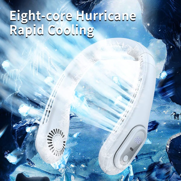 Portable Neck Fan 3000mAh Bladeless Fan Cooling with Display Neck Fan(WhiteL© Carousel 2