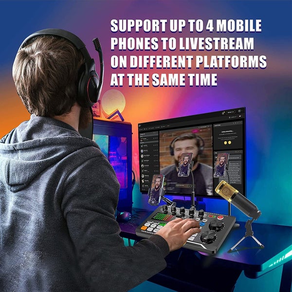 Professional Audio Mixer Live Sound Card and Audio Interface with DJ Mixer Carousel 5