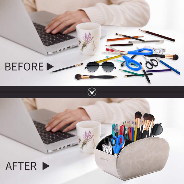 Remote Control Holders Organizer Box with 5 PU Leather Multi-functional Box Carousel 2