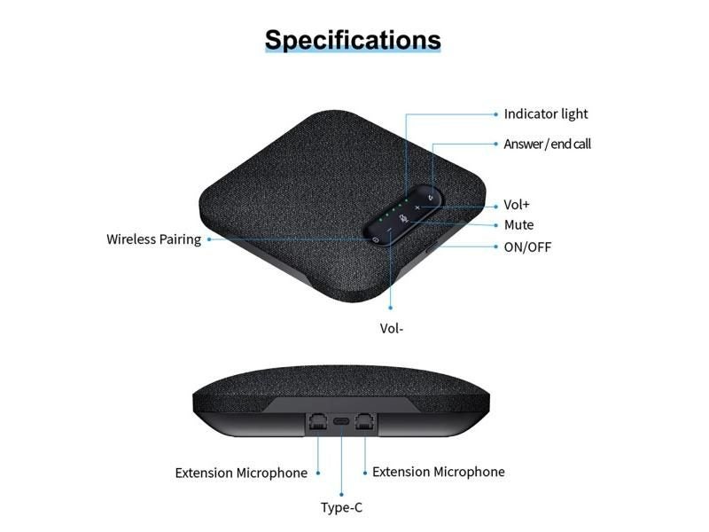 Desktop USB Wireless Bluetooth Conference Speakerphone With 4 Microphones Hi-Fi Carousel 1