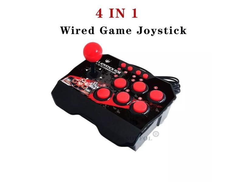 4 In 1 USB Wired Game Joystick Retro Arcade Console Rocker Fighting Controller Carousel 1
