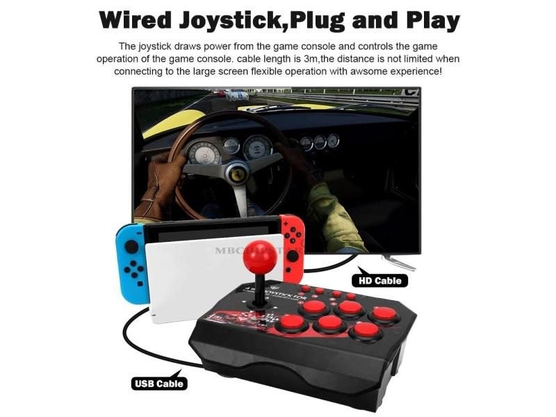 4 In 1 USB Wired Game Joystick Retro Arcade Console Rocker Fighting Controller Carousel 2