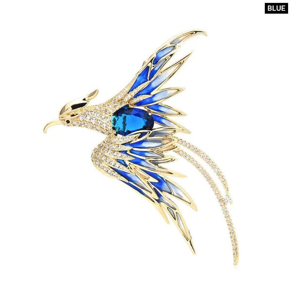 Crystal Phoenix Bird Brooch 5 Colour Enamel Beauty Pin Carousel 1