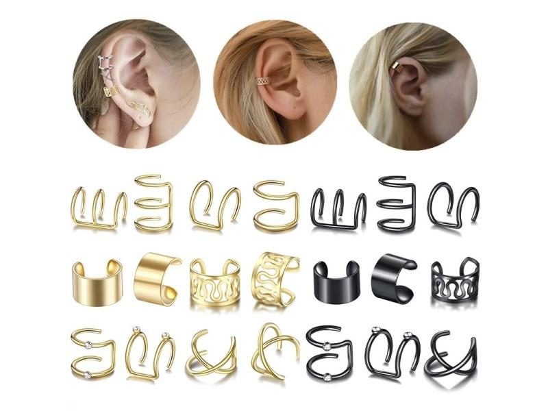 12pcs/set Fashion Gold Ear Cuffs Leaf Clip Earrings For Women Climbers No Carousel 2