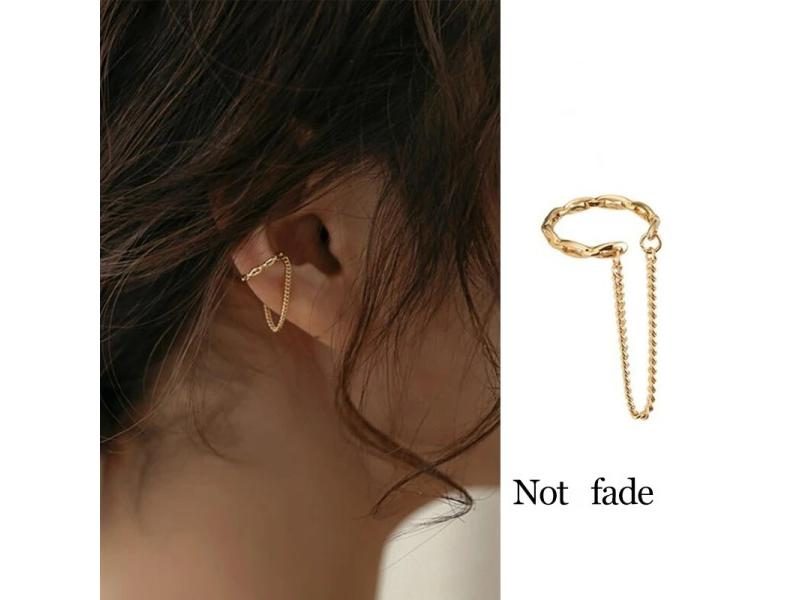 1 PC Punk Ear Clip Long Tassel Earrings For Women Zircon Ear Cuff Earring Ear Carousel 2
