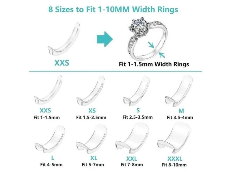 Ring Size Adjuster Silicone Invisible Clear 8 Sizes Loose Rings Reducer Fit For Carousel 1