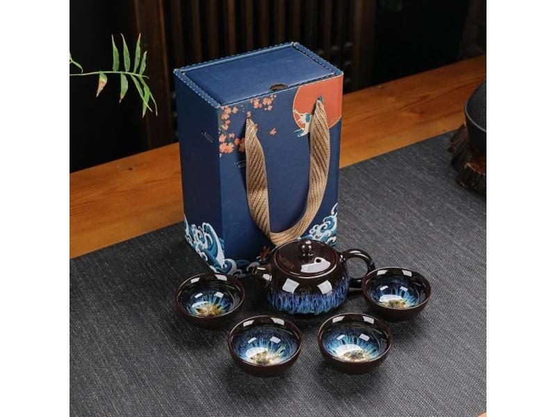 Ceramic Tea Pot And Cup Set Teaware Kung Fu Tea Set Jun Kiln Change Teapot And Carousel 1