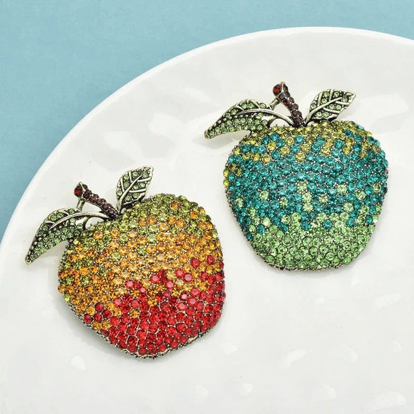 Apple Brooch Pin 2 Colour Rhinestone Fruit Accessory Carousel 5