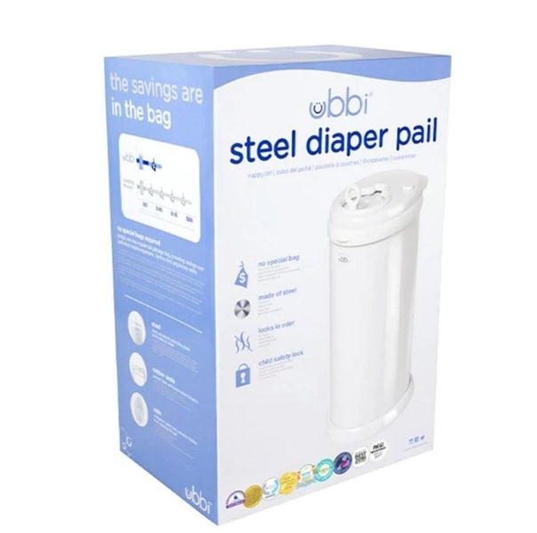 Ubbi Nappy Pail - Matte White Carousel 2