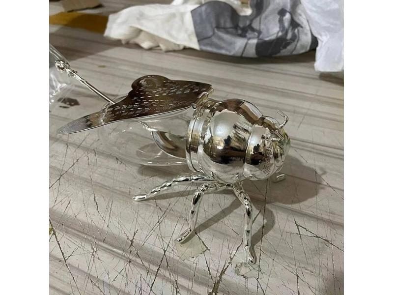 1Pc Transparent Seasoning Honey Storage Jar Jar Luxurious Bee Honey Pot Carousel 1