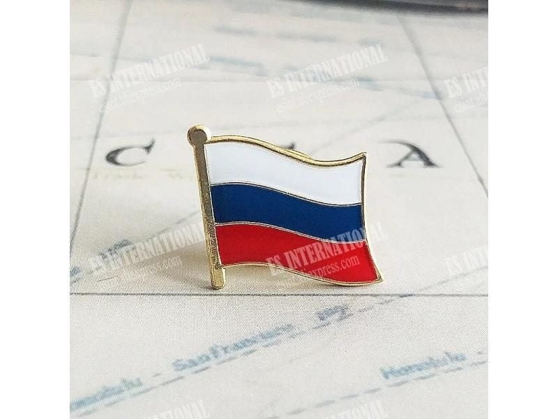 Russia National Flag Crystal Epoxy Metal Enamel Badge Brooch Collection Carousel 1