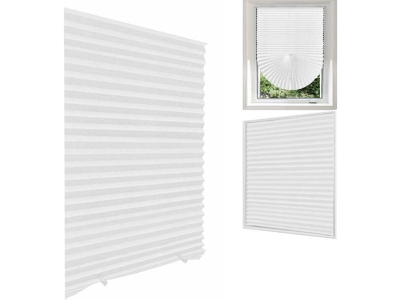 White Blind For Window Temporary Window Shade Light Filtering Pleated Fabric Carousel 2