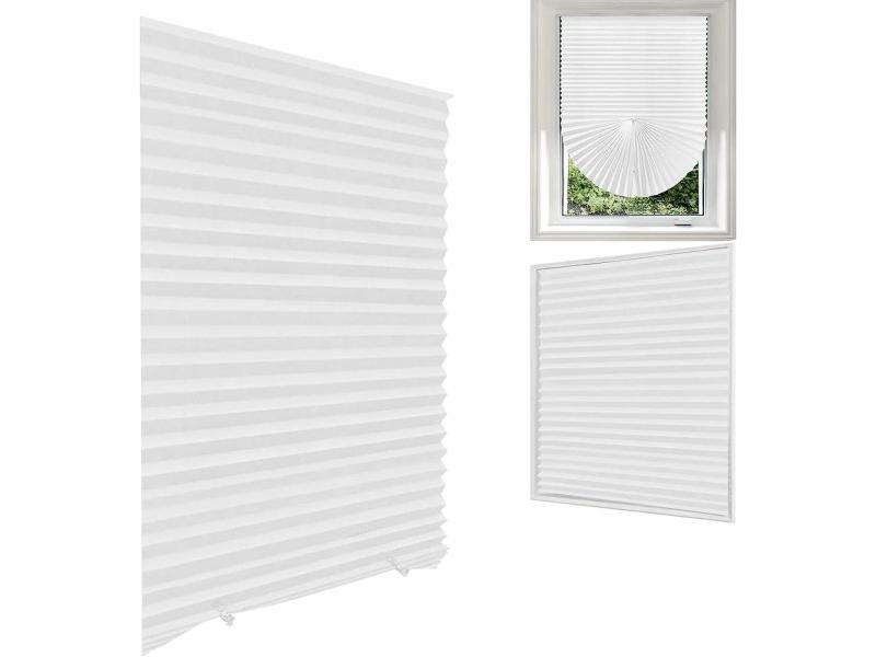 White Blind For Window Temporary Window Shade Light Filtering Pleated Fabric Carousel 1