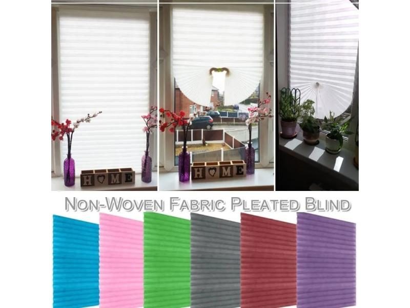 Adhesive Window Shades Non-woven Fabric Pleated Zebra Blinds Roller Room Carousel 2