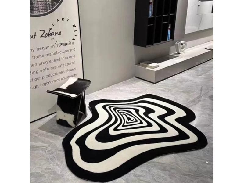 Creative Irregular Rug Living Room Carpet Black White Geometry Home Decoration Carousel 2