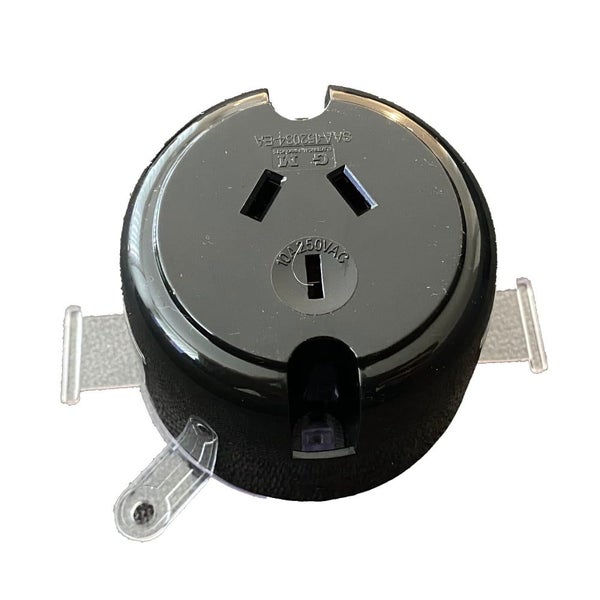 10x Surface Socket Single Plug Base 10A Electrical Outlet - Black Carousel 1
