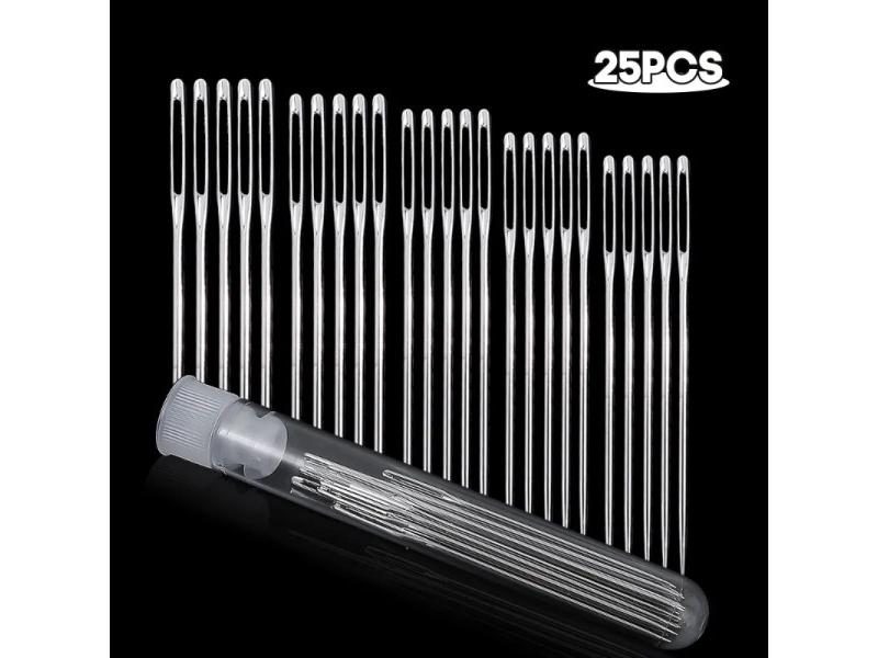 25pcs Stainless Steel Large Eye Sewing Needles Cross Stitch Knitting Needle Carousel 1