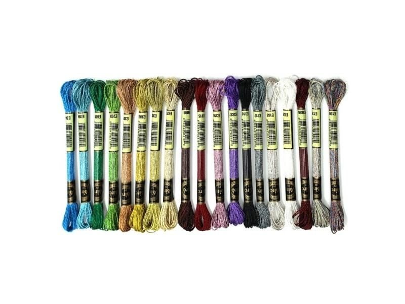 Hot 19Pcs Metallic Embroidery Skein Threads Multi-Color Embroidery Floss Carousel 1