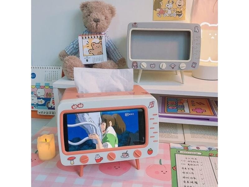 Cute Plastic Tissue Box Home Multifunctional Kawaii Desktop TV Tissue Box Case Carousel 2
